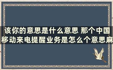 该你的意思是什么意思 那个中国移动来电提醒业务是怎么个意思麻烦知道的解释一下